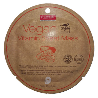 Purederm - Maschera Viso Illuminante Nutriente Vegana Alle Vitamine Confezione 1 Pezzo