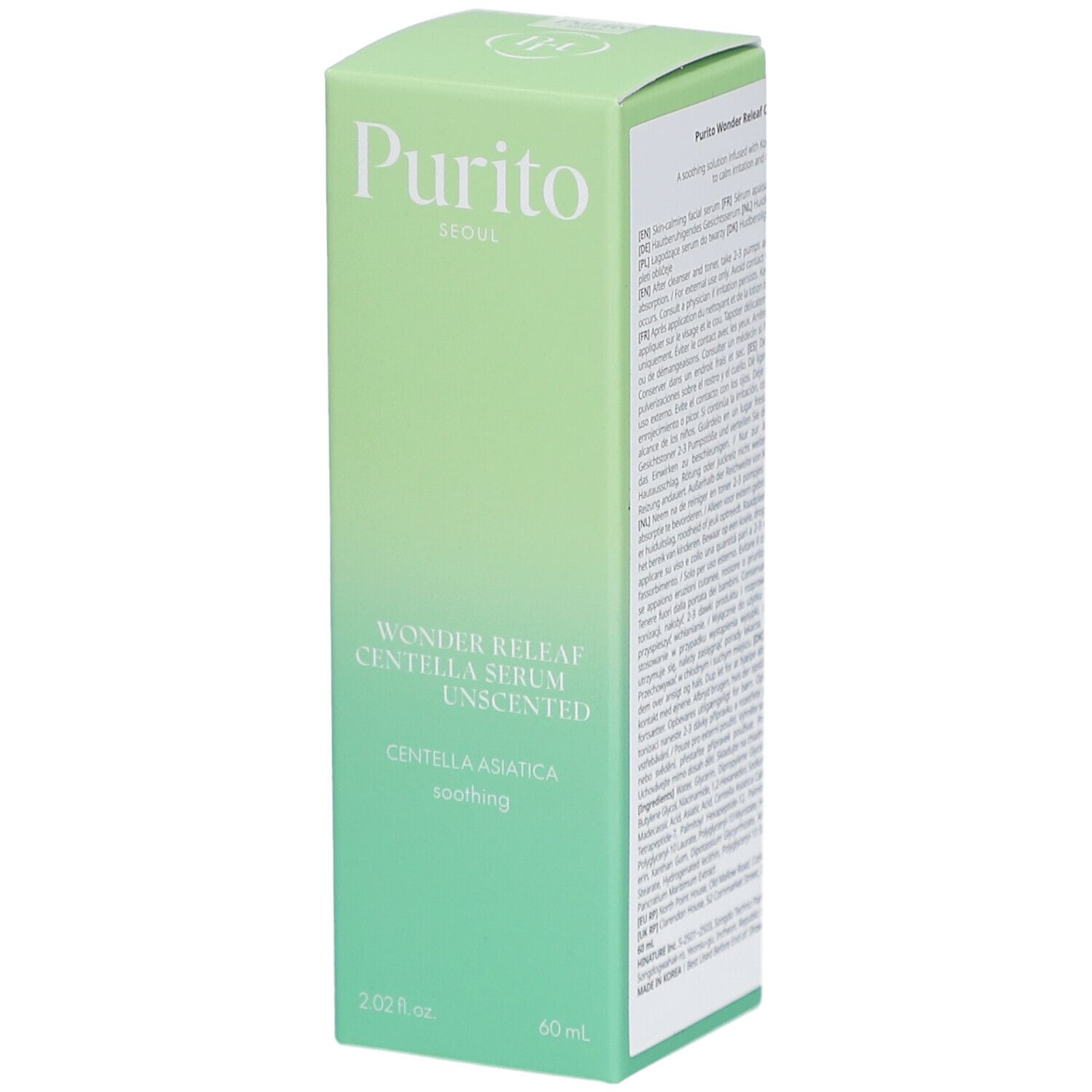 PURITO Wonder Releaf Centella Unscented Serum – lenitivo e senza profumo 60 ml Concentrato