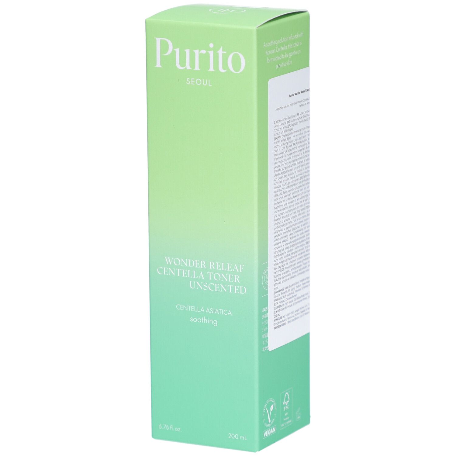 Purito Centella Unscented Toner 200 ml Lozione
