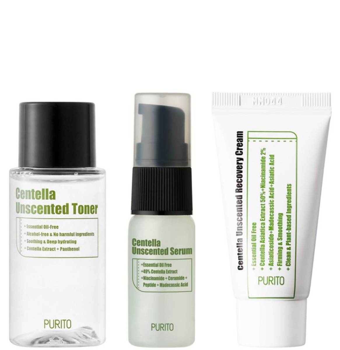 PURITO Wonder Releaf Centella Unscented Mini Kit – lenitivo e senza profumo 60 ml