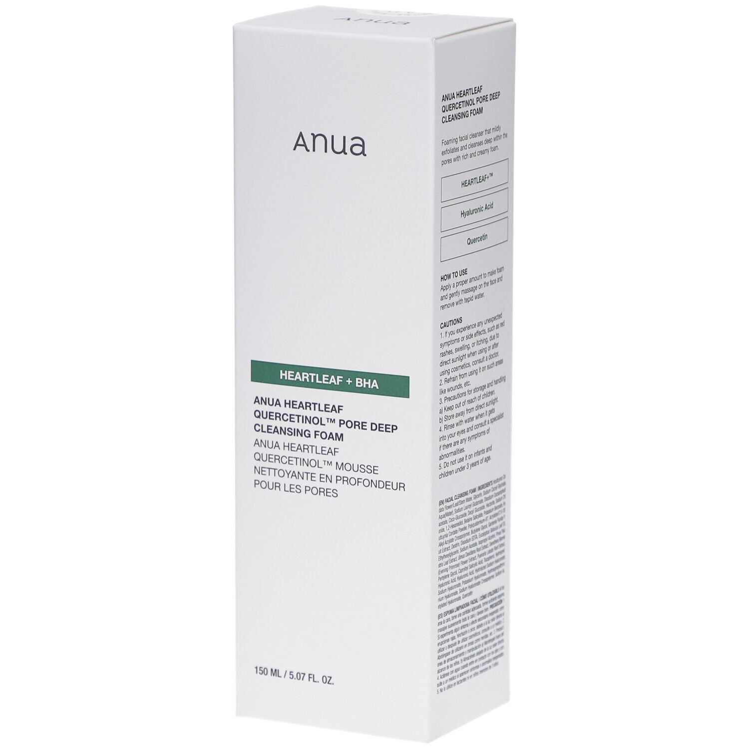 ANUA Heartleaf Quercetinol Pore Deep Foam Cleanser – Detergente viso purificante in profondità 150 ml