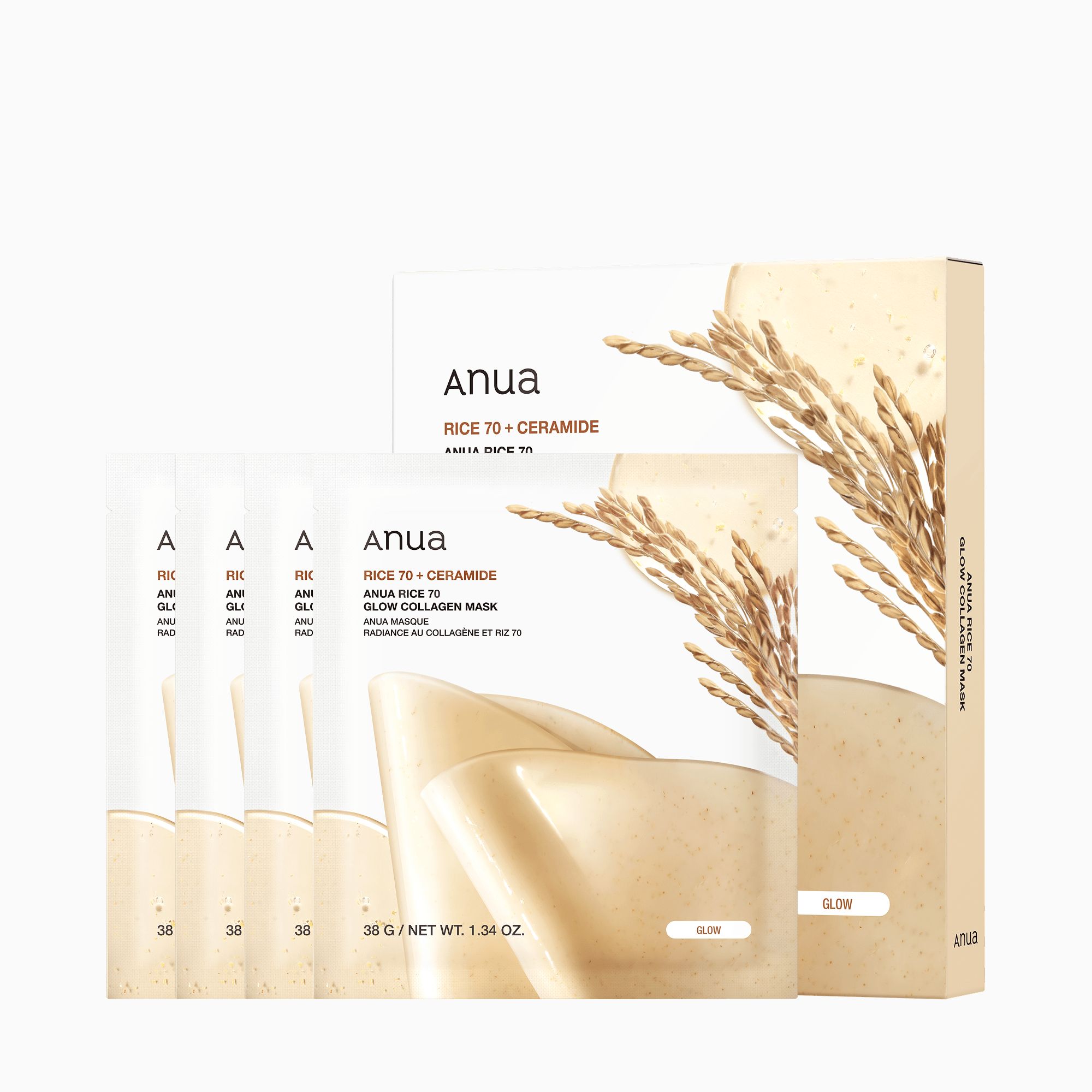 Anua Rice 70 Glow Collagen Mask 38 g Maschera viso