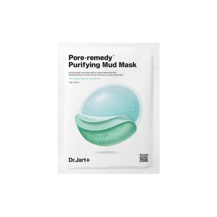 dr.jart+ pore remedy - purifying mud mask maschera viso purificante in tessuto, 1 maschera
