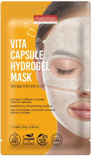 Purederm - Maschera Viso Illuminante Idratante Con Vitamina C In Hydrogel Confezione 1 Pezzo