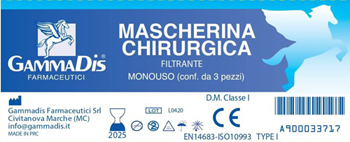Gammadis Mascherina Chirurgica EN14683 Colore Blu 3 Pezzi pz