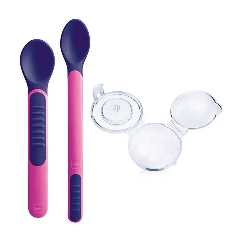 Mam Heat Sensitive Spoons & Cover 6m+ Cucchiaini Morbidi Colore Rosa 2 Pezzi — confronto prezzi