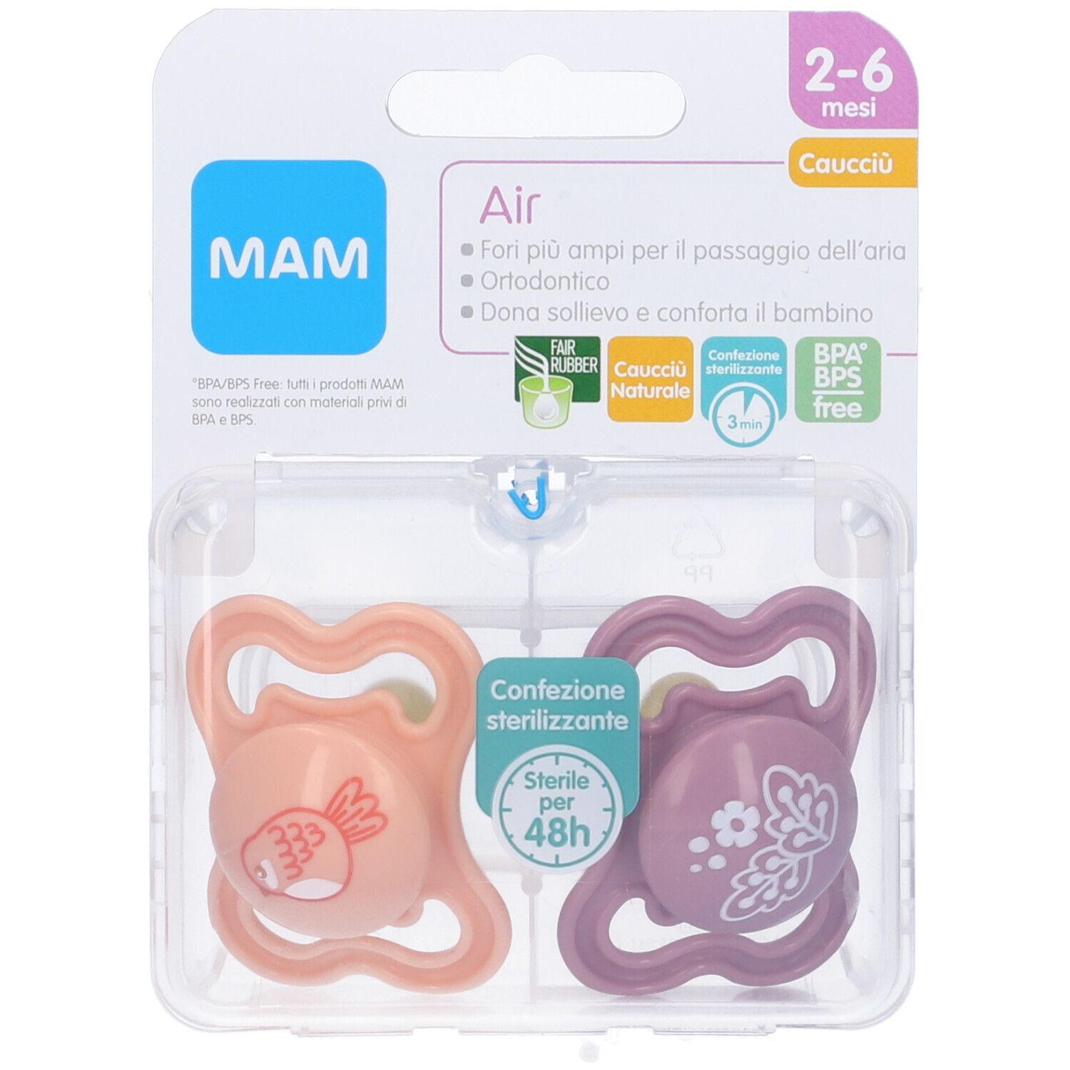 Mam Air Succhietto 2-6 Mesi Tettarella In Caucciù Fantasie Assortite — confronto prezzi