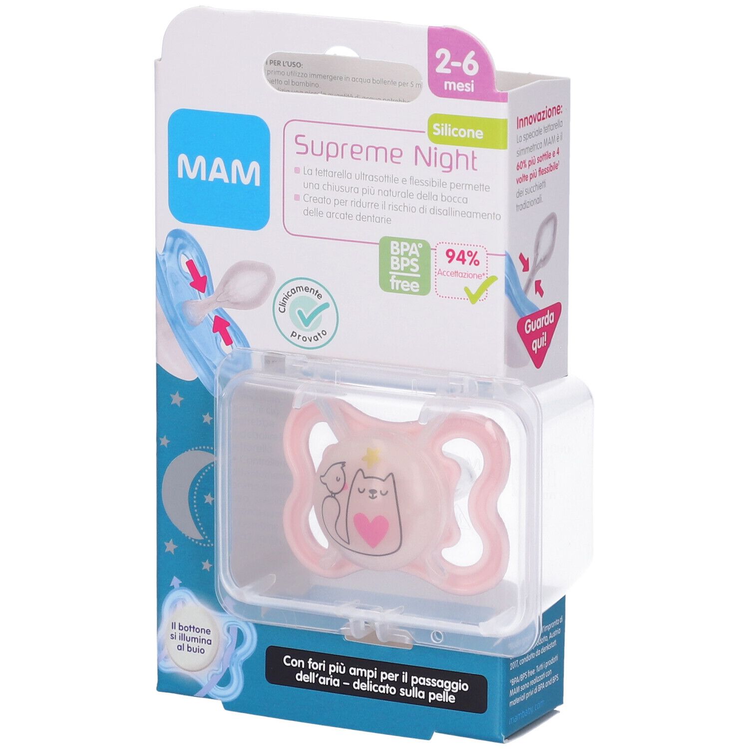 Mam Supreme Night 2-6 Mesi Succhietto Tettarella In Silicone Fantasie Assortite