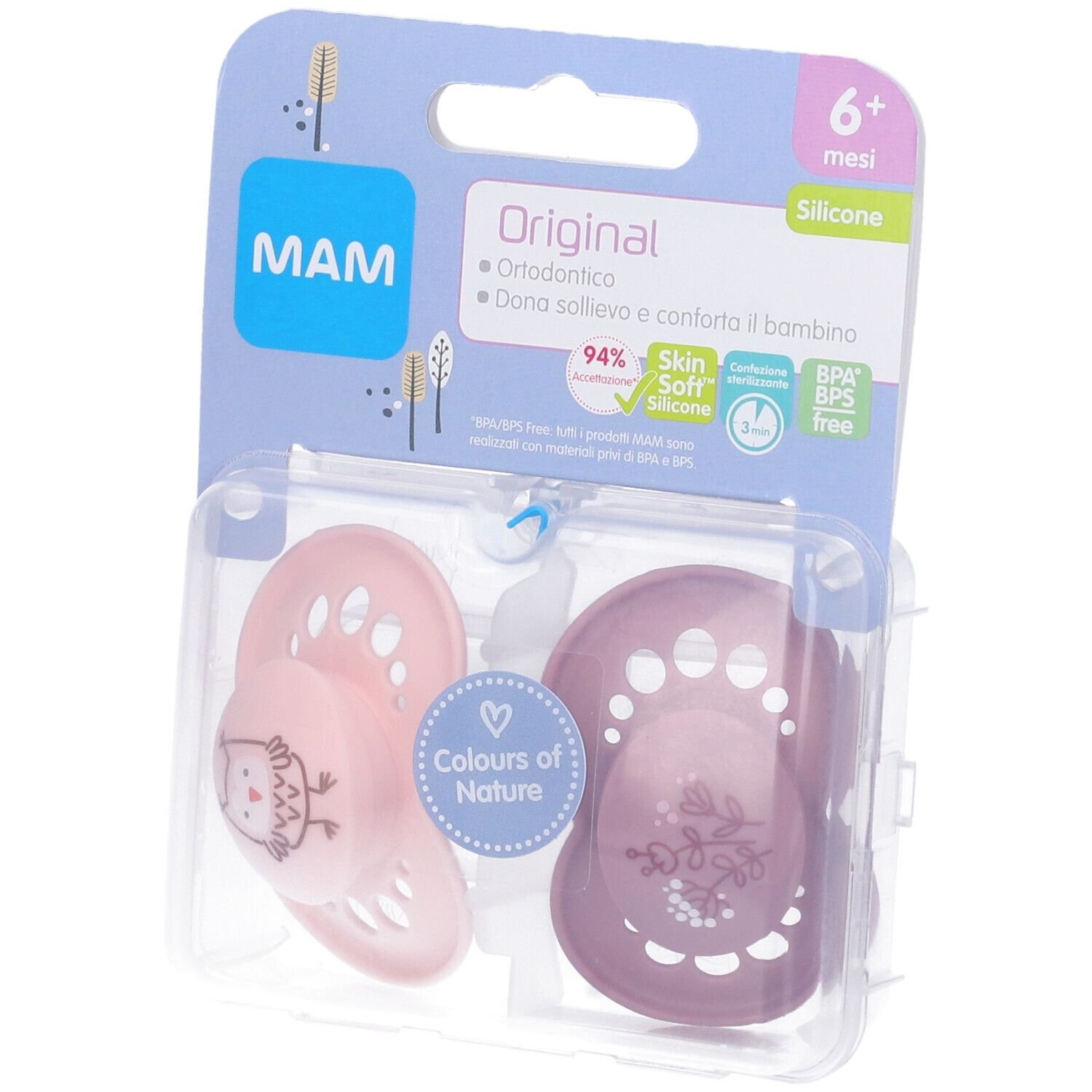 Mam Succhietto Original 6+ Mesi in Silicone per Bimba, 2 Pezzi, con Scatola Sterilizzante - MAM — confronto prezzi