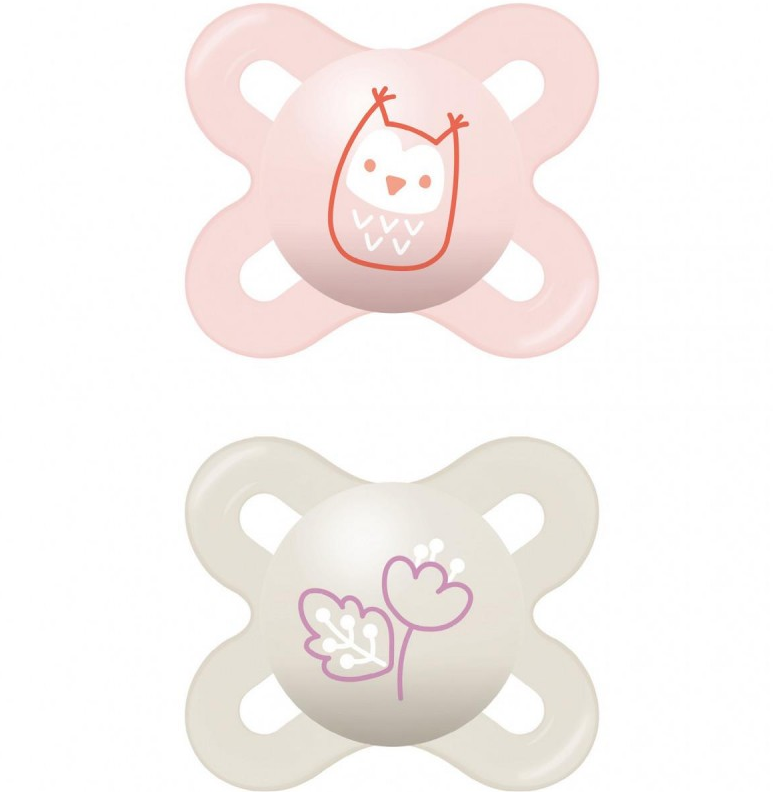 Mam Original Start Nanò Succhietto Con Tettarella In Silicone 0-2 Mesi Colore Rosa 2 Pezzi