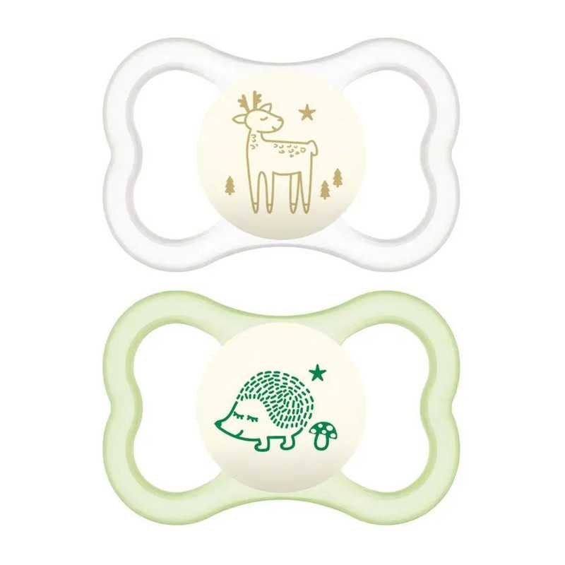 Mam Air Night Succhietto 6 mesi+ Silicone 2 Pezzi Neutro