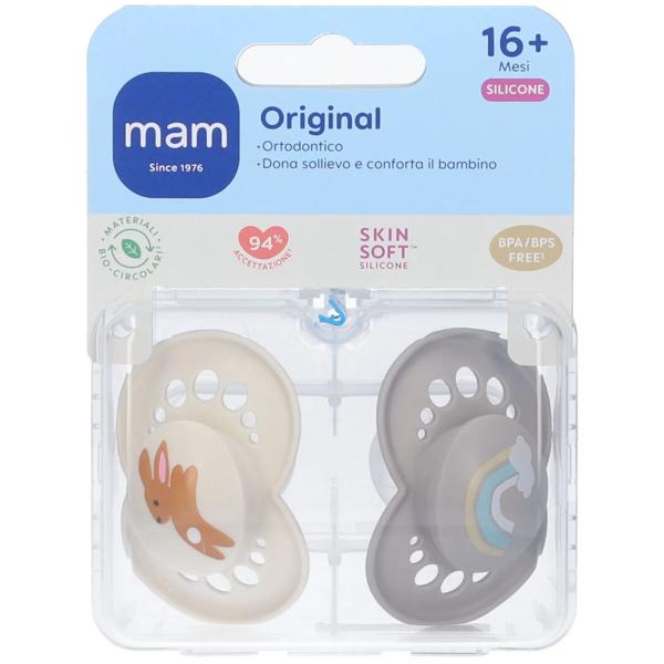 Mam Succhietto Original in Silicone per Bambini 16+ Mesi 2 Pezzi