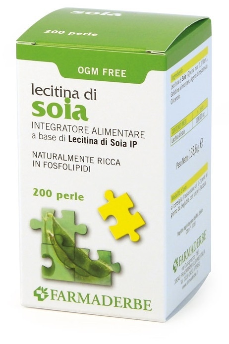 Farmaderbe Lecitina di Soia Integratore Alimentare, 200 Perle