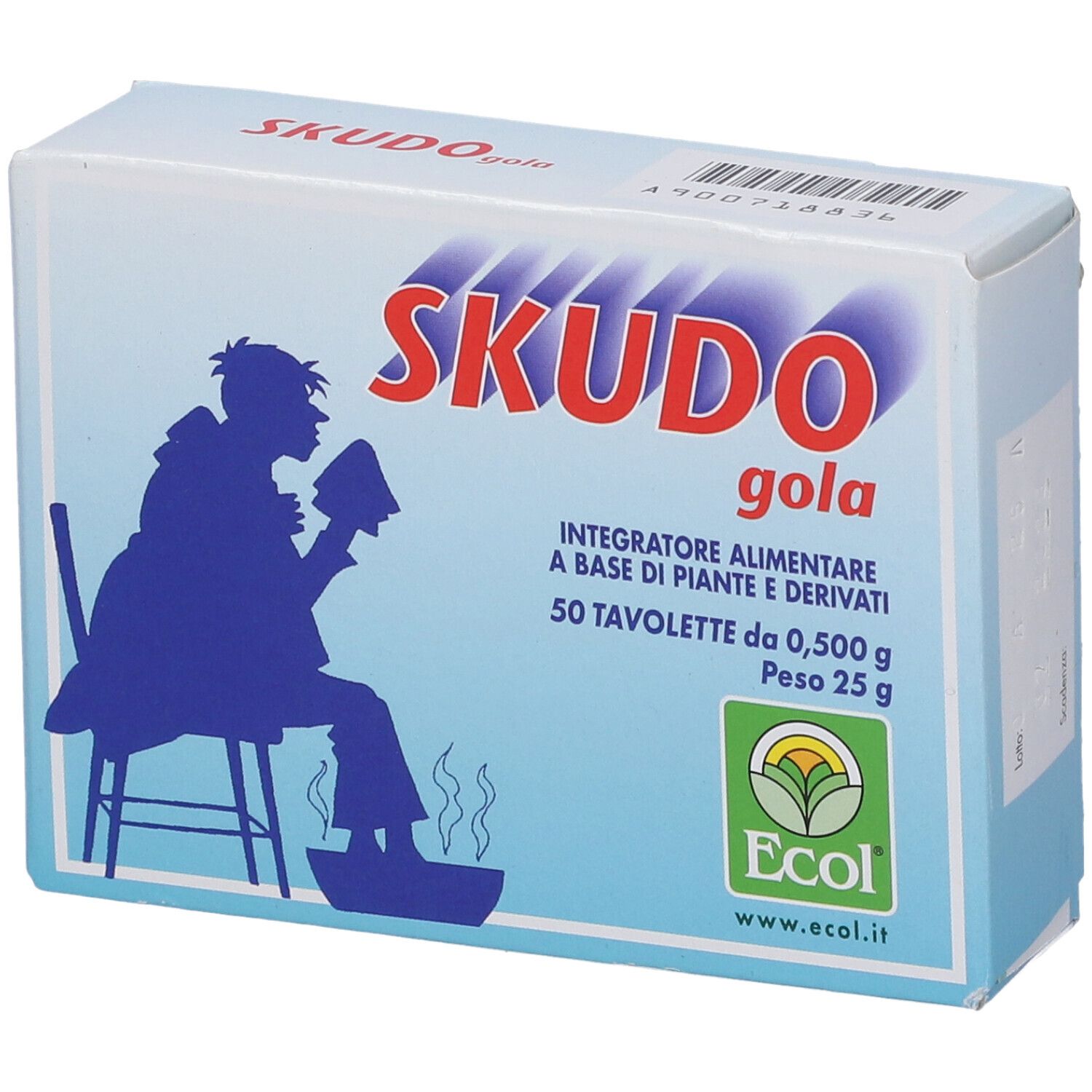 Skudo Gola - ECOL - 50 tavolette - Integratore alimentare naturale che offre sollievo alla gola irritata o infiammata