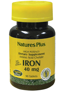 NaturesPlus Iron 40mg Integratore per l'energia e il benessere 90 Tavolette