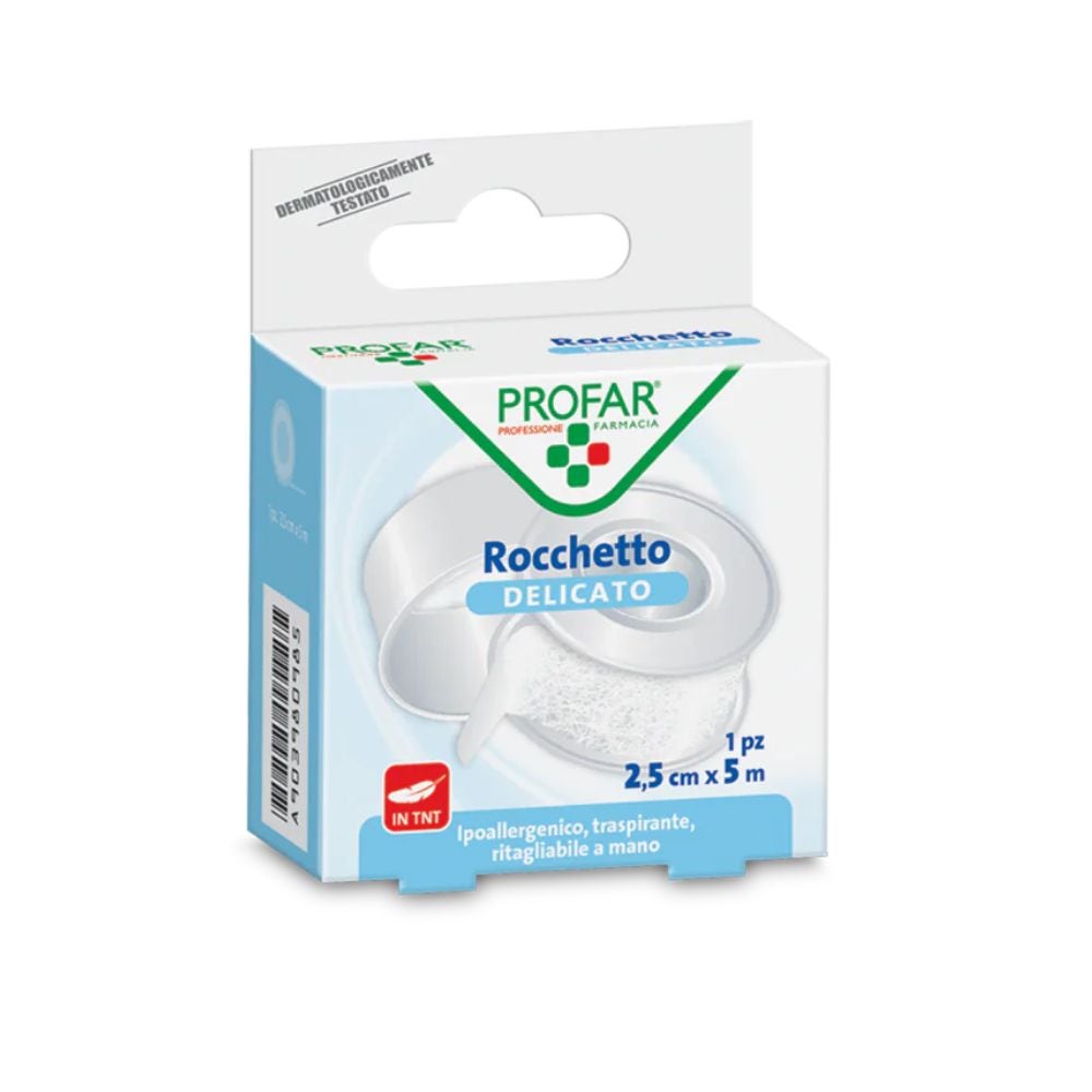 Profar Cerotto Rocchetto Delicato in TNT Bianco 2,5cm x 5m, 1 pezzo
