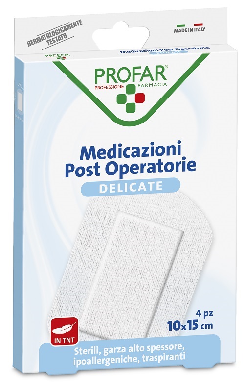 Profar Medicazione Post Operatoria Delicata in TNT 10 x 15 cm, 4 medicazioni