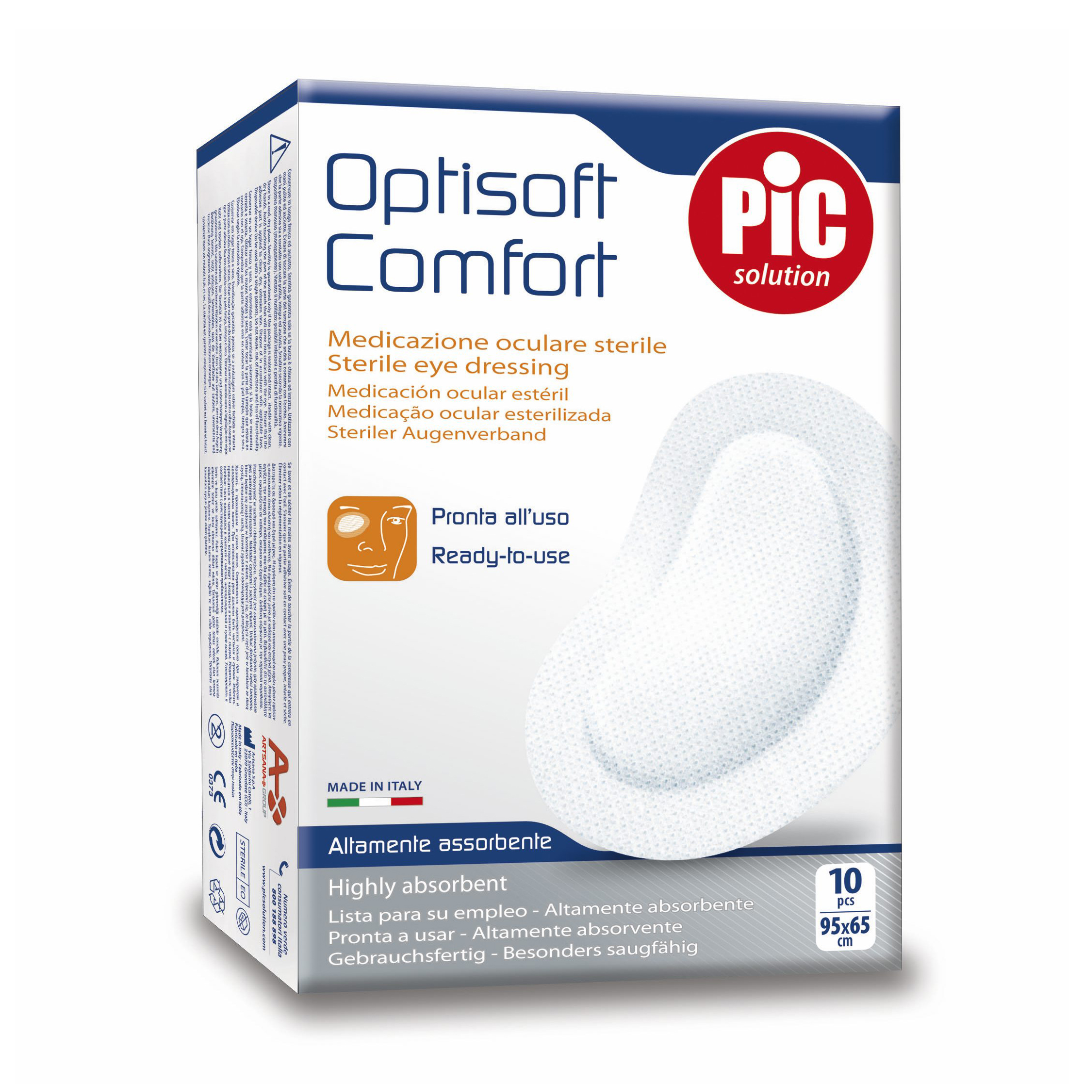 Tampone oculare pic in tessuto non tessuto sterile adesivo 10 pezzi