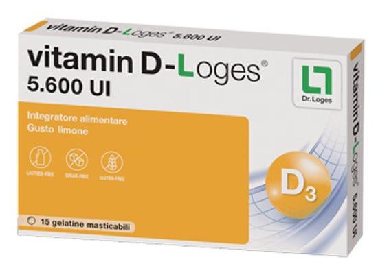 Vitamin D-Loges 5.600 UI Integratore Vitamina D 15 Gelatine Masticabili
