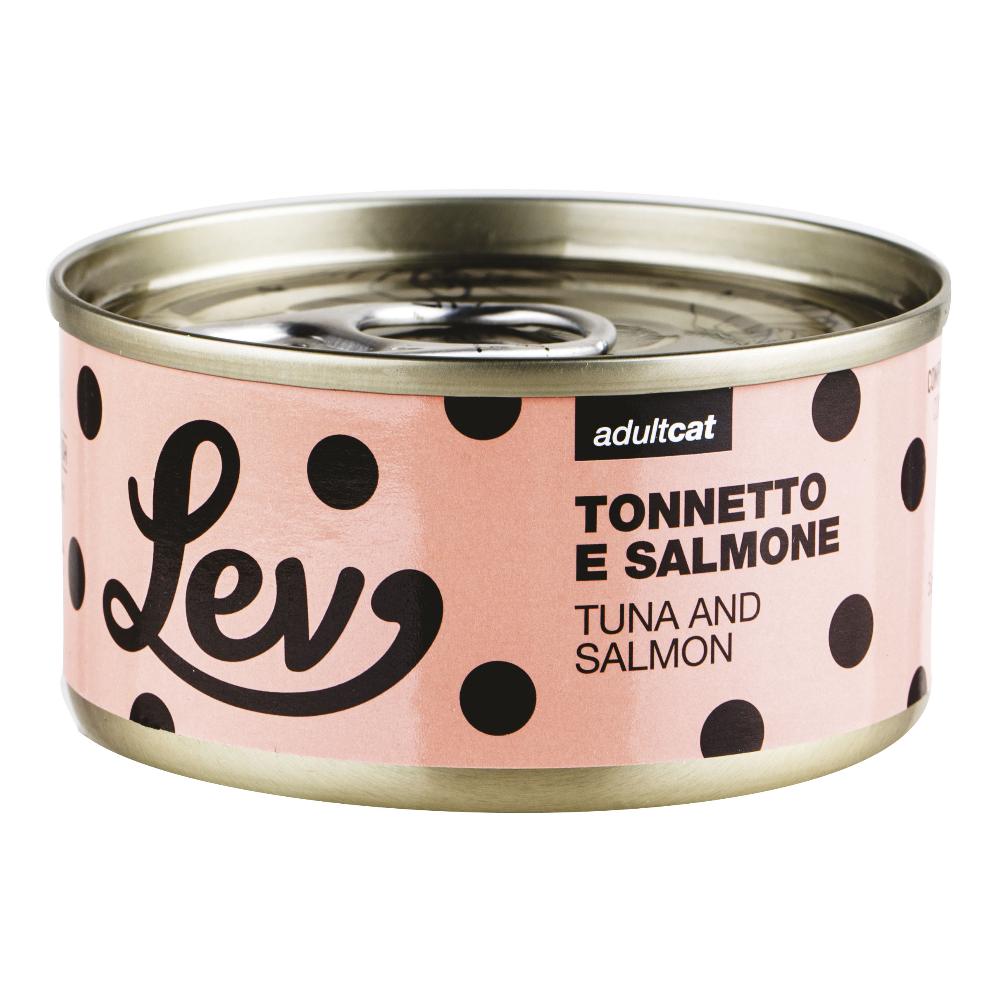 Lev Gatto Lattina In Acqua Di Cottura Adulto Tonnetto &amp; Salmone 70 Gr
