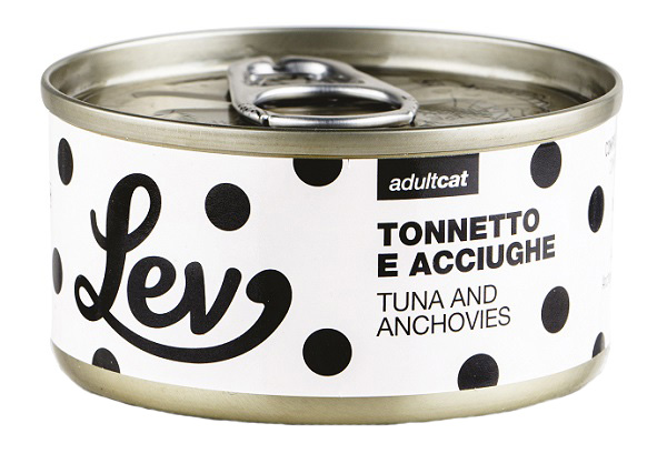 Lev Gatto Lattina In Acqua Di Cottura Adulto Tonnetto &amp; Acciughe 70 Gr