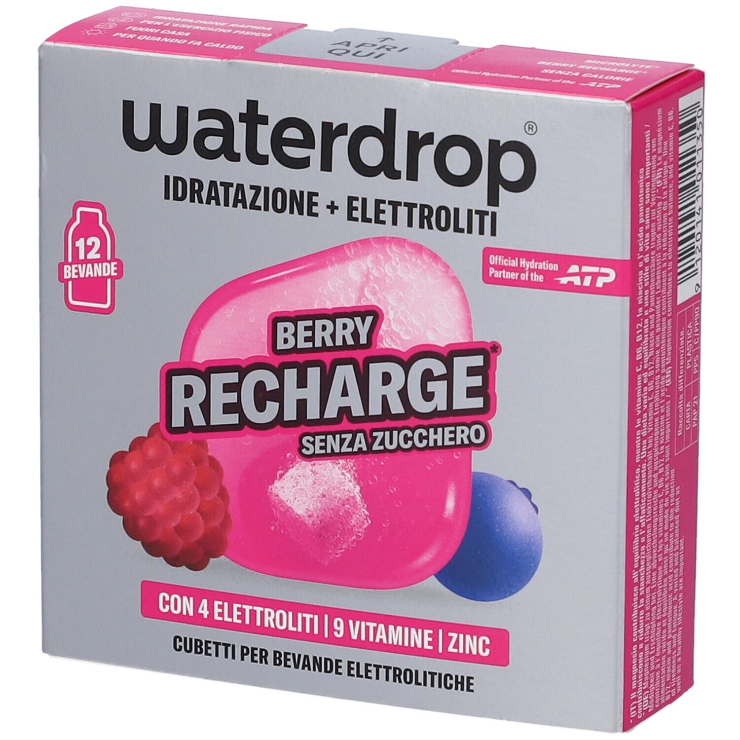 Waterdrop Microlyte Berry Integratore Idratazione Cubetti Effervescenti Gusto Frutti di Bosco 12 Pezzi - Waterdrop