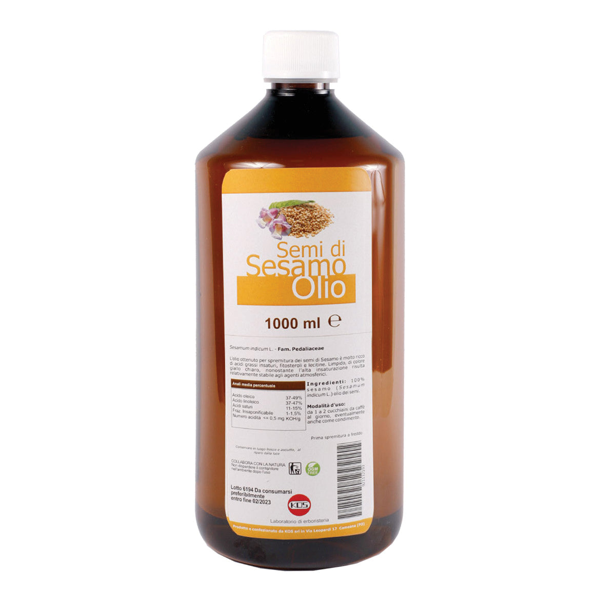 Kos Olio di Sesamo per Spremitura a Freddo, 1000ml