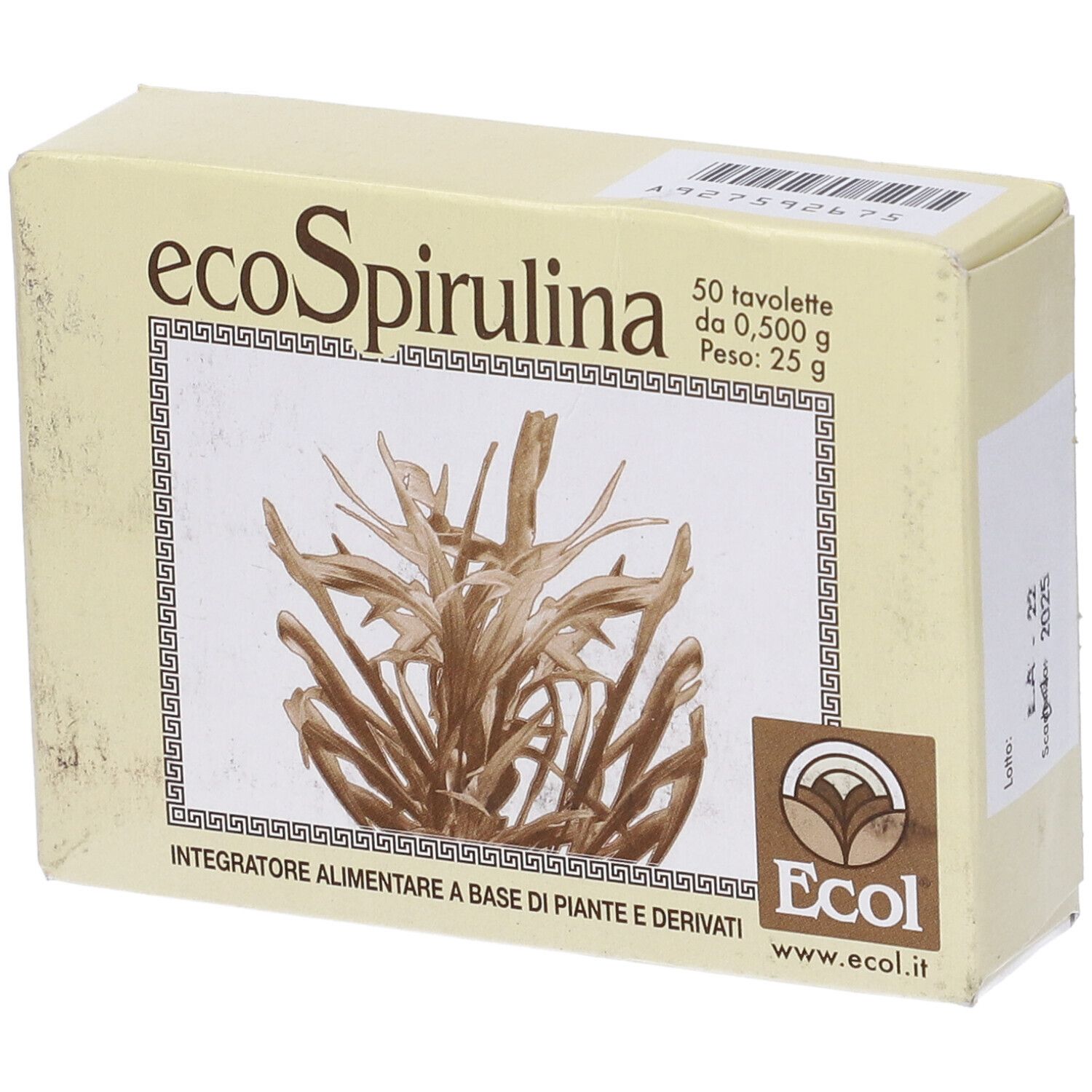 EcoSpirulina - ECOL - 50 tavolette - Integratore alimentare naturale ad azione tonica per il sistema immunitario e un aiuto per il controllo del peso