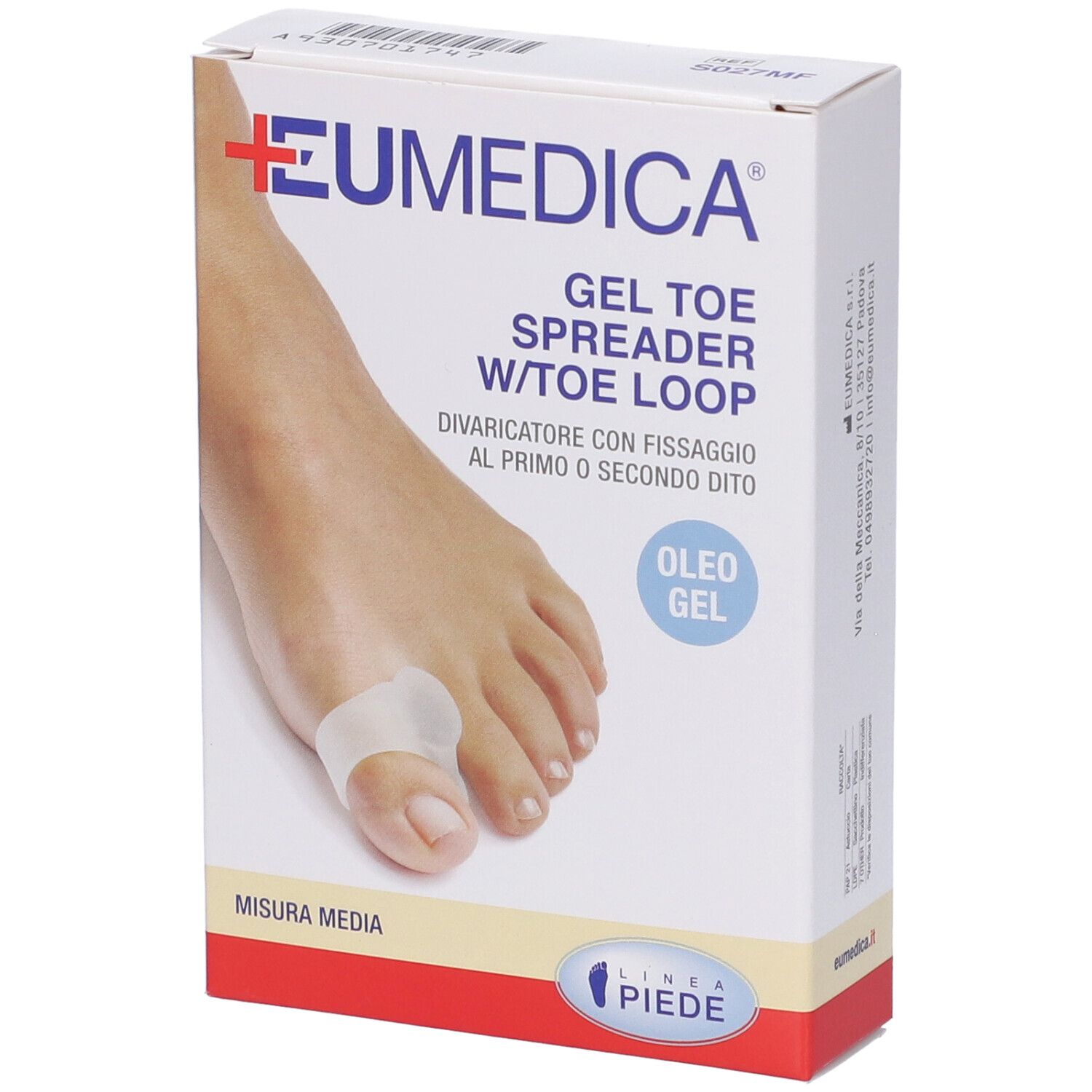 Divaricatore in Gel Toe Spreader co Anello di Fissaggio al Secondo Dito M 1 pezzo