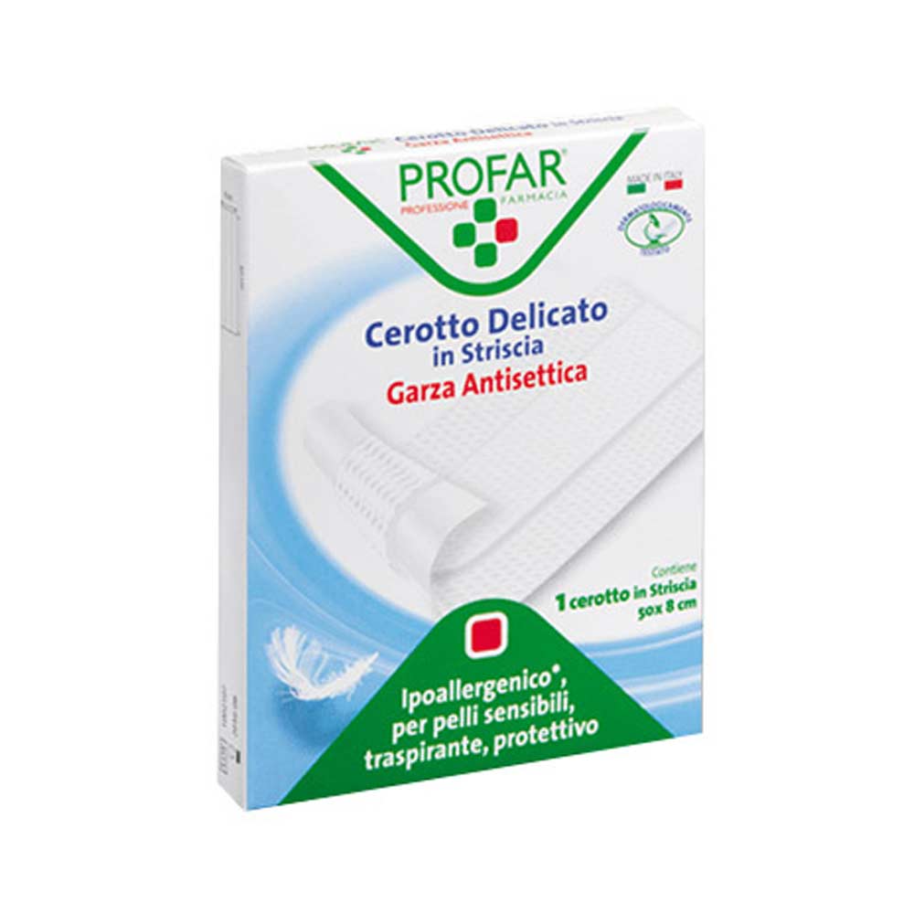 Profar Cerotto in Striscia Garza Antisettica Delicata Misura 50 x 8 cm, 1 Pezzo