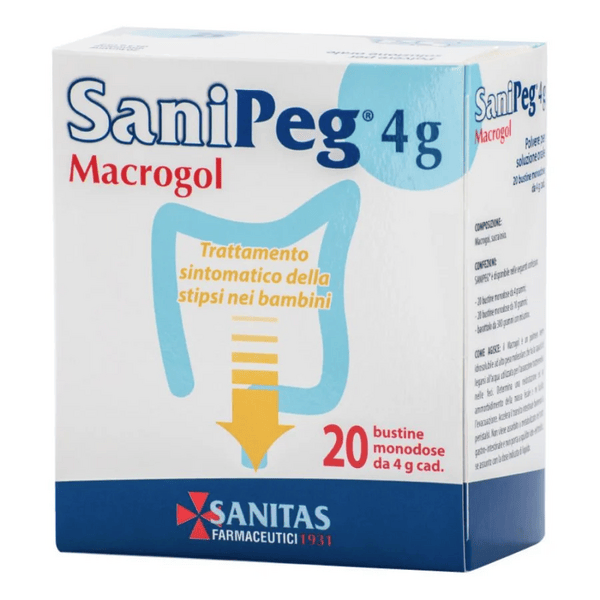 Sanipeg Macrogol Polvere per Soluzione Orale Trattamento Stipsi 20 Bustine 4 g