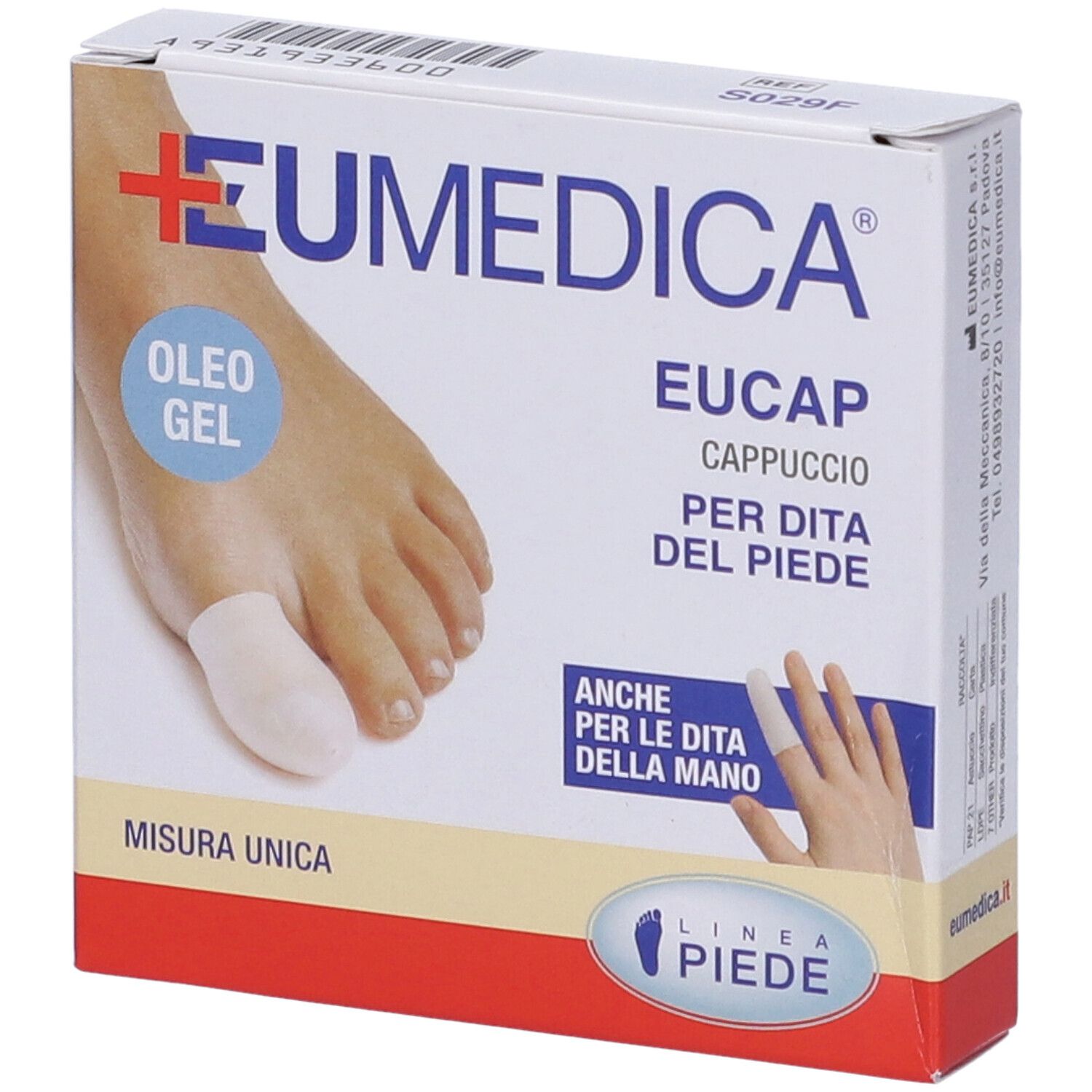 Eumedica Eucap - capuccio in oleogel per la protezione delle dita del piede e della mano - misura unica