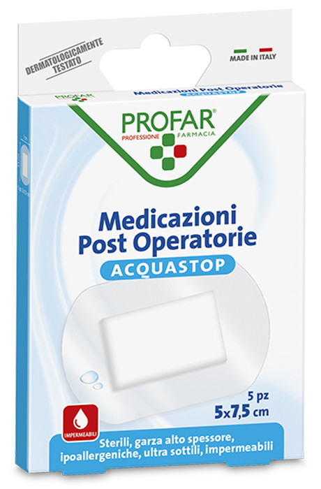 Profar Acquastop Medicazione Post Operatoria Misura 5 x 7,5 cm, 5 Pezzi