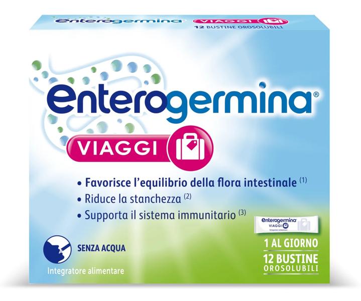 Enterogermina Viaggi Probiotici 12 Bustine Regolarità Intestinale Vitamine A B C D