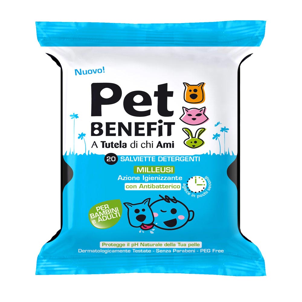 Pet Benefit Salviette Igienizzanti Post Contatto con Animali, 20 Salviette