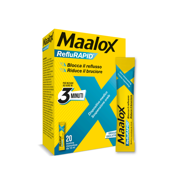 Maalox Reflurapid Bruciore di Stomaco 20 Bustine Reflusso Gastroesofageo