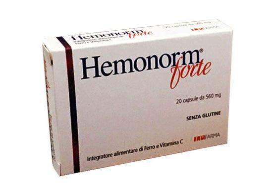 I.P. Farma Hemonorm Forte Integratore Ferro e Vitamina C Senza Glutine 20 Capsule