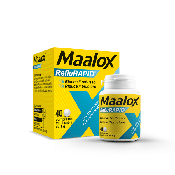 Maalox Reflurapid Bruciore di Stomaco 40 Compresse Reflusso Gastroesofageo