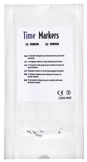 Marcatore radiopaco in granuli a base di polipropilene food grade e bario solfato fu time-markers per rilevamento tempo di transito intestinale busta