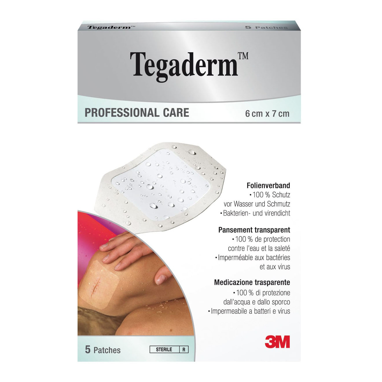 Medicazione trasparente sterile semipermeabile in poliuretano tegaderm film cm10x12 5 pezzi