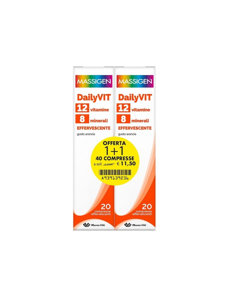 Massigen Dailyvit+ Multivitaminico Per Adulti Confezione 20+20 Compresse Effervescenti