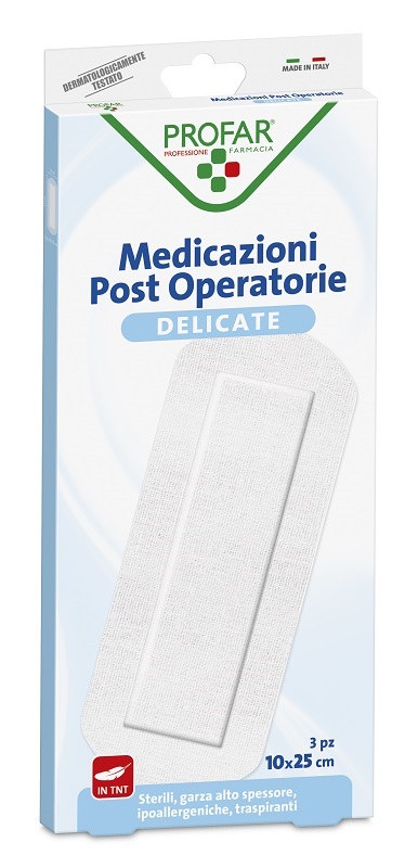 Medicazione Post Operatoria Sterile Garza Antiaderente 10x25 Cm 3 Pezzi Profar