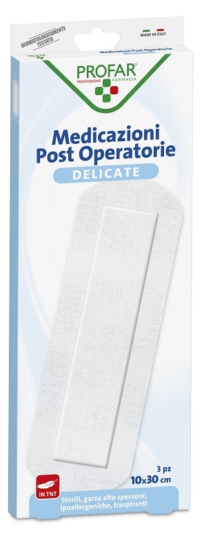 Medicazione Post Operatoria Sterile Garza Antiaderente 10x30 Cm 3 Pezzi Profar