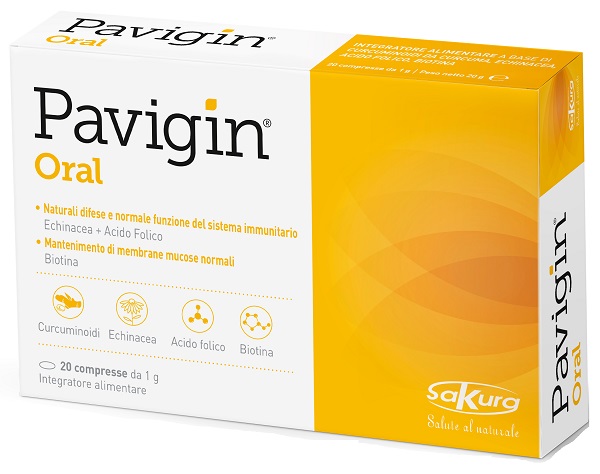 Sakura Italia Pavigin Oral 20cpr - Integratore alimentare per le difese immunitarie, 20 compresse