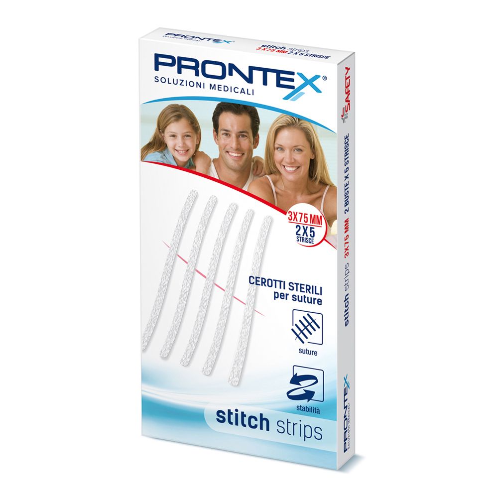 Prontex Stitch Strips Cerotto Sterile per Suture 3x75mm, 2 x 5 strisce