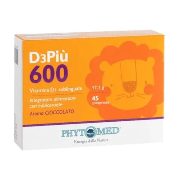Phytomed D3più 600 Integratore Vitamina D3 Ossa e Sistema Immunitario 45 Compresse Sublinguali