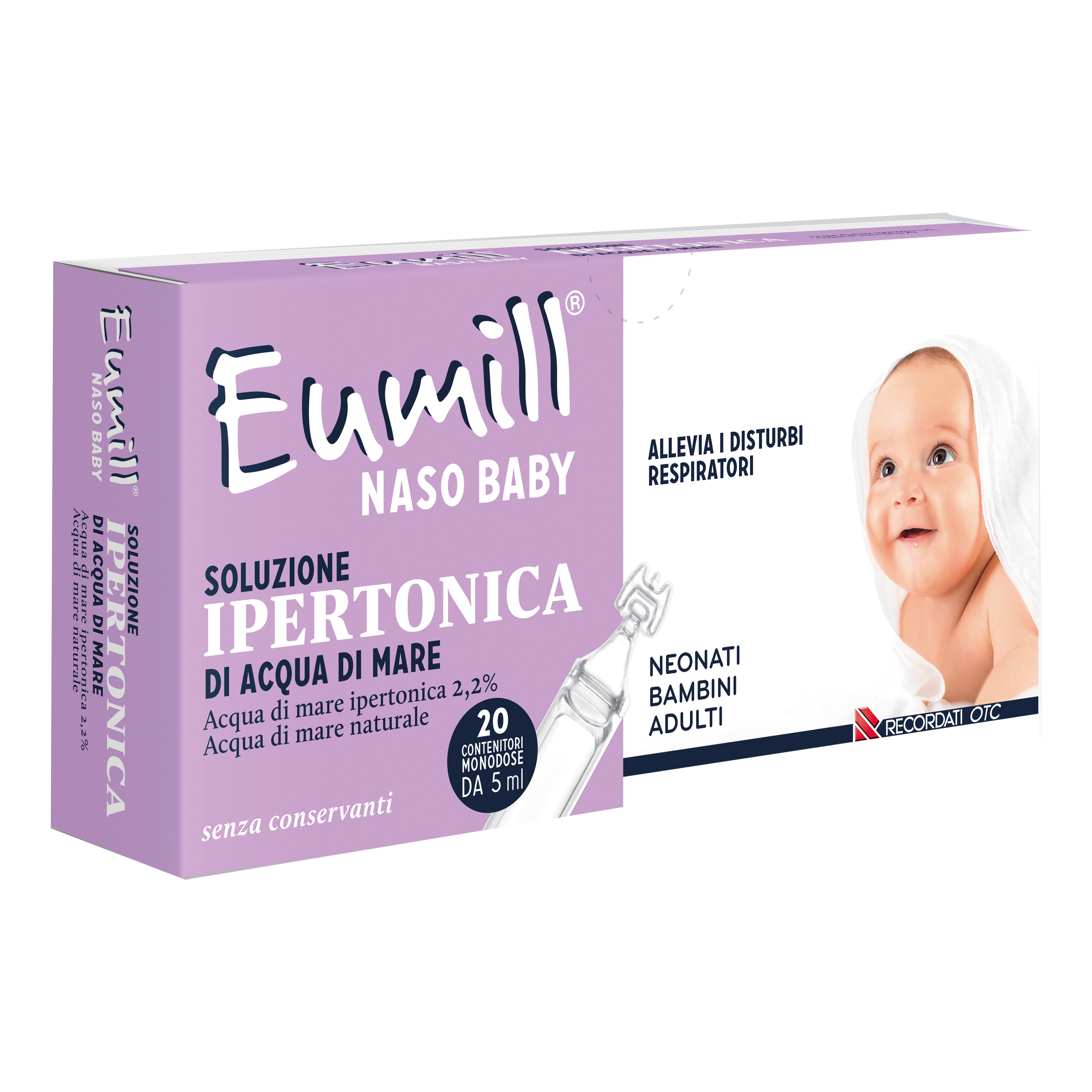 Eumill naso baby soluzione ipertonica 20 contenitori monodose 5 ml