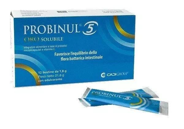 Probinul 5 Orosolubile Integratore Probiotico e Prebiotico Flora Intestinale 12 Stick