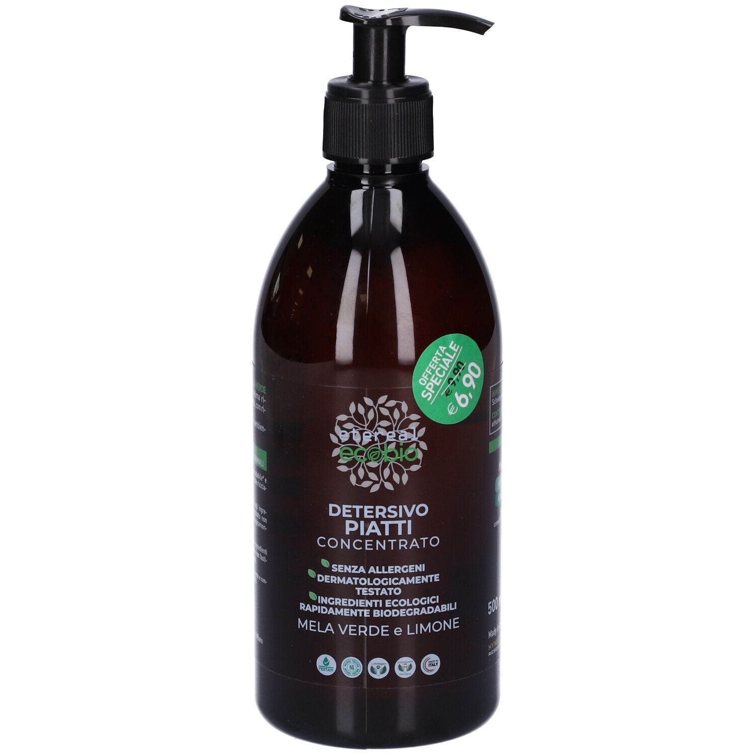 Pool Pharma Etereal - Detergente Piatti Ecobio Concentrato alla Mela Verde e Limone, 500ml