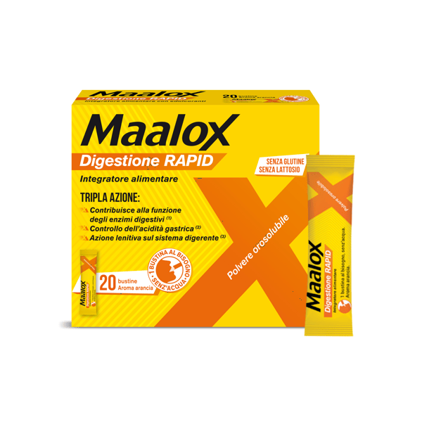 Maalox Digestione Rapid 20 Bustine Bruciore Cattiva Digestione Acidità di Stomaco